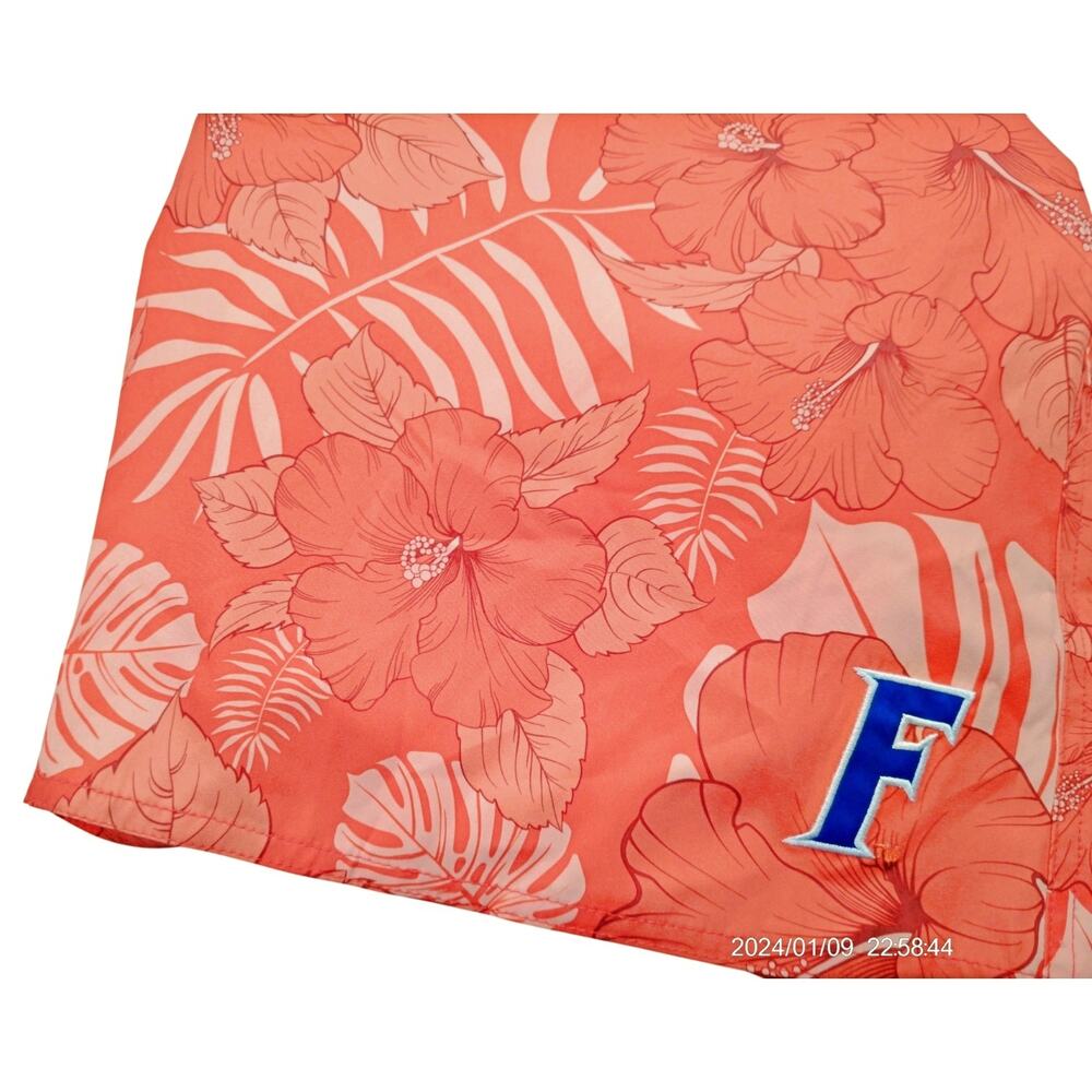 Colosseum UF Florida Gators Orange Hawaiian Hibiscus Swimshorts Trunks 3XL NCAA